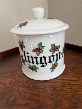 Vintage Berqquist Lingonberry Porcelain Jam Jar with Lid